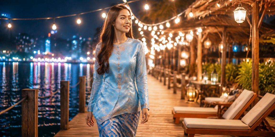 Wanita Berbaju Kurung Menikmati Loteri Dalam Talian Di Sabah